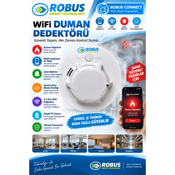 Robus Smart Akıllı Wifi Duman Dedektörü