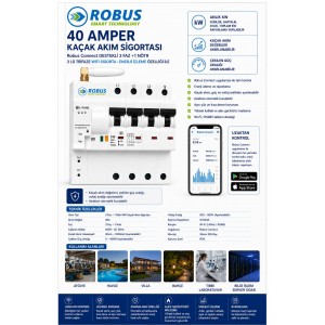 Robus Smart Akıllı Kaçak Akım Sigortası 40 Amper 3 Fazlı Robus Smart Akıllı Kaçak Akım Sigortası 40 Amper 3 Fazlı